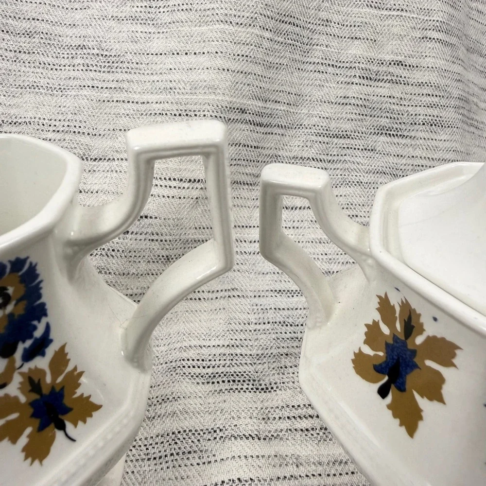Johnson Brothers Jacobean Cream & Sugar‎ Set White Ironstone Floral Boho Cottage